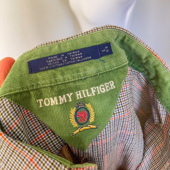 Vintage Tommy Hilfiger Cotton Houndstooth Button Up Shirt - Picture 2 of 9